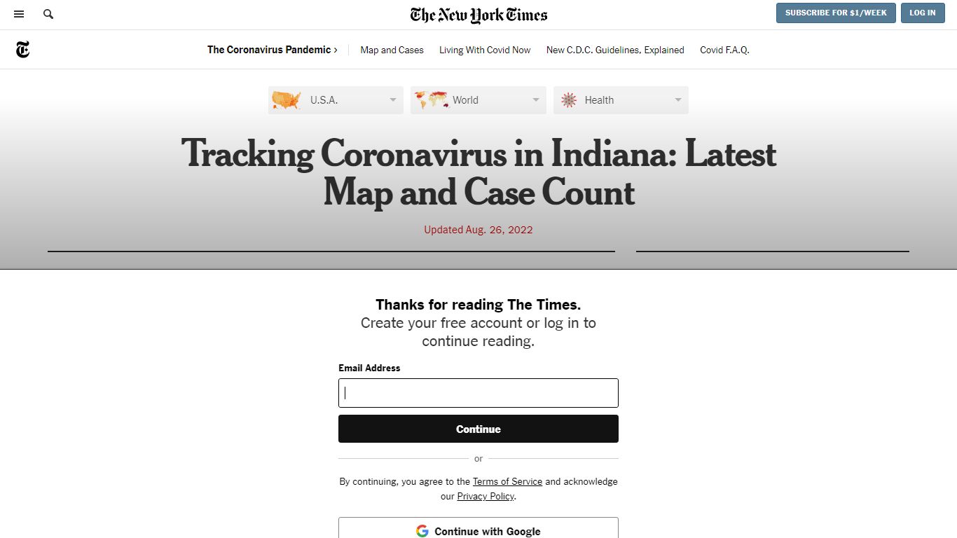 Indiana Coronavirus Map and Case Count - The New York Times